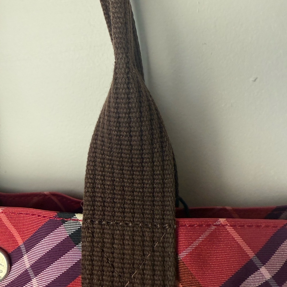 Burberry red and Brown Plaid coated canvas bag - Picture 5 of 9